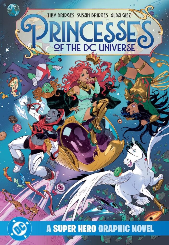 Princesses of the DC Universe cover showing Maxima, Steel, Miss Martian, Yara Flor, and Jerry the Pegasus in space